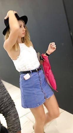 Beautiful blonde small tits and hat mall teen