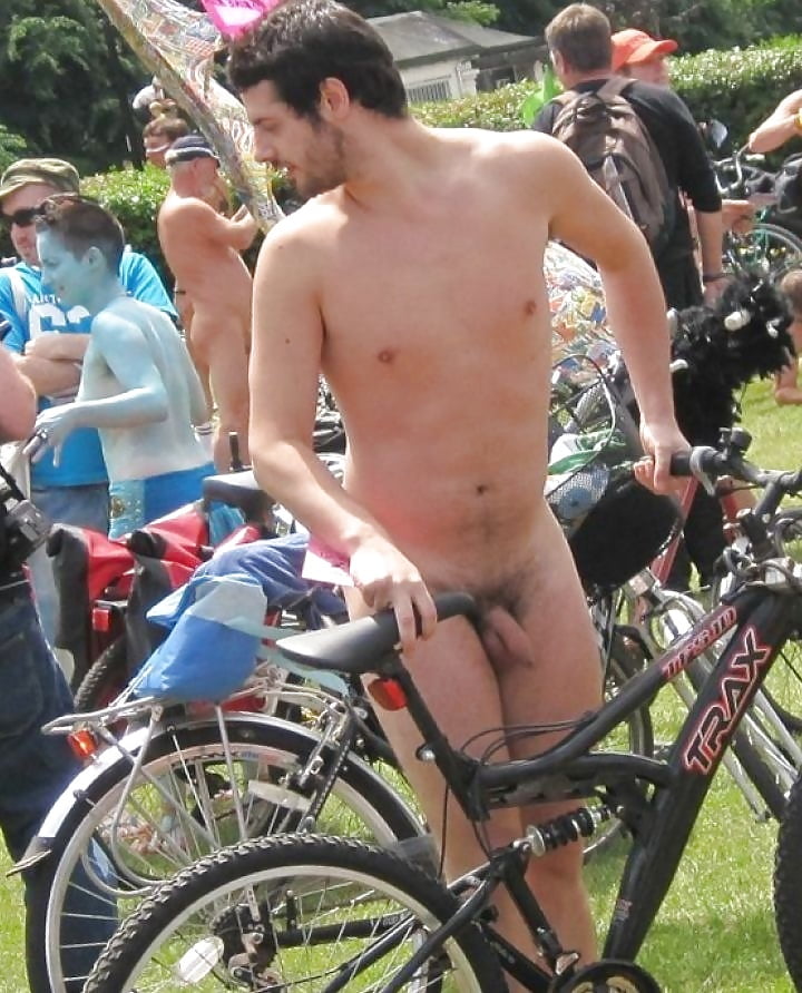 Soft hard erect cocks on naked bike ride