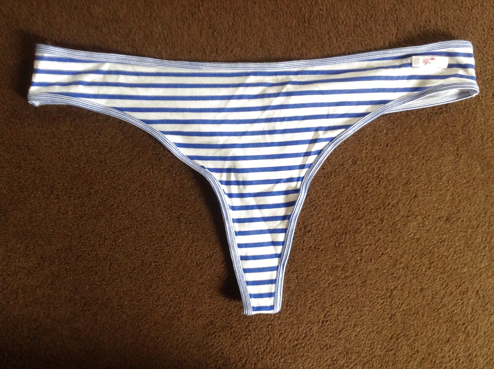 Wife's Striped Cotton Thong adult photos