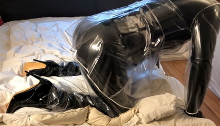 transparent pvc plastic fetish masturbation         