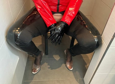 clear high heel mules pissing         