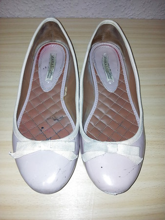 Wifes well worn nude lack Ballerinas flats shoes2