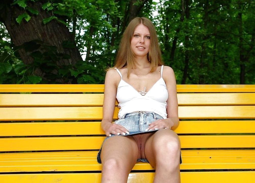 Upskirts on a bench - N. C. adult photos