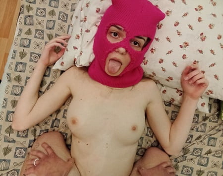 cute girl in balaclava mask         