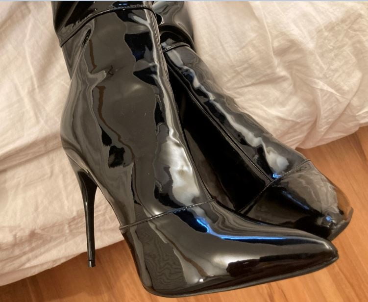 Silver High Heel Patent Boots