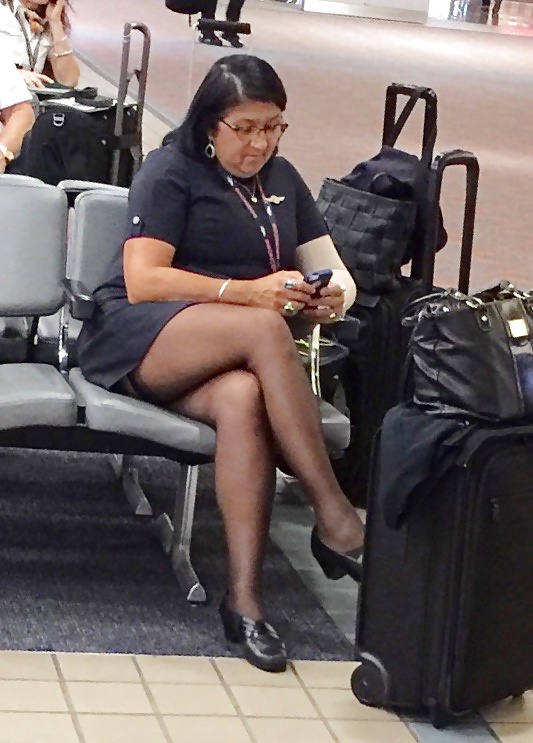 FLIGHT ATTENDANT CANDIDS - I (Stocking Tops) - ORIGINAL adult photos