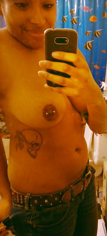 Busty ebony pierced nipples adult photos