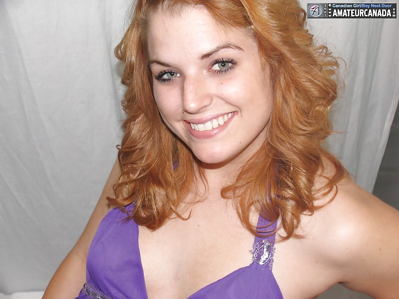 Blonde Canadian teen Mandy in purple lingerie stripteasing adult photos