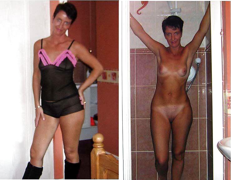 Dressed and undressed mature milf adult photos