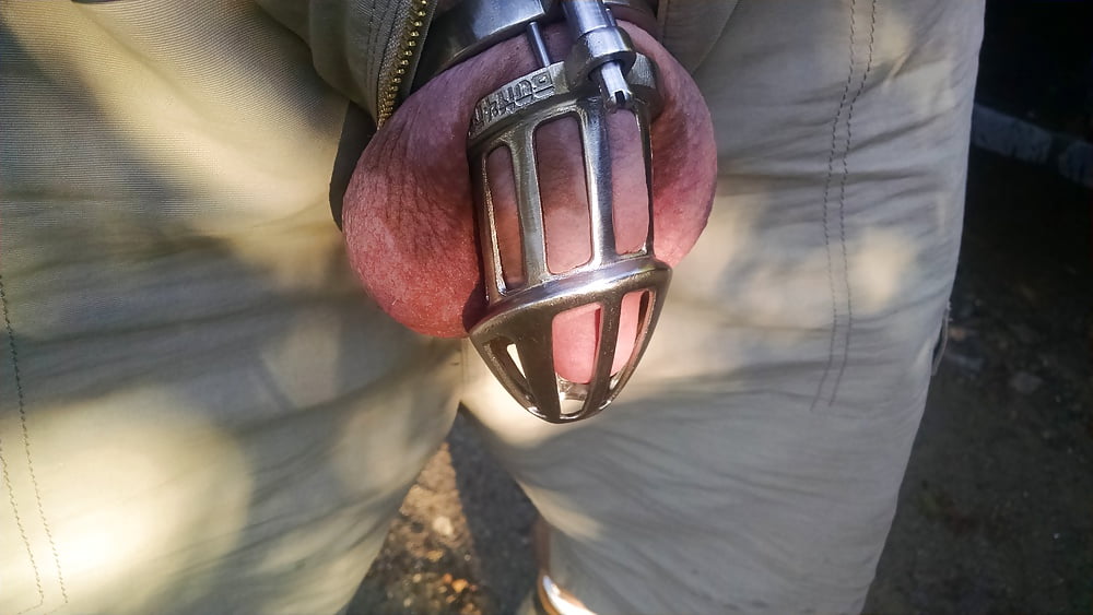 Chastity Cage. Locked up in BON4M Cock Cage. adult photos