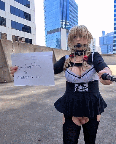 Sissy maid flashing in the city #24