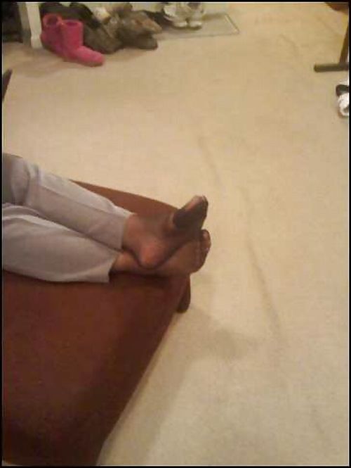 My candid feet in pantyhose. adult photos