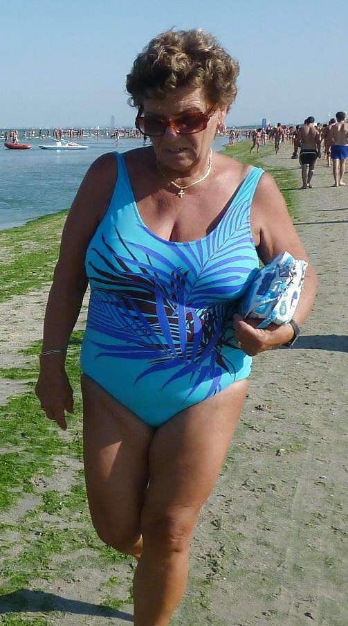 Grannies on beach adult photos