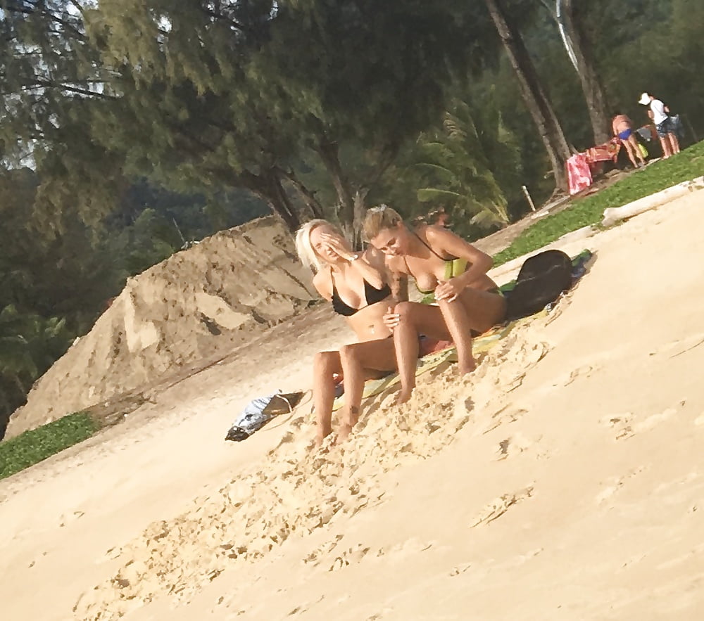 2 blonde sluts with big tits in bikinis adult photos