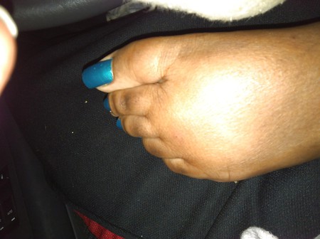 Teal Toes Car Footjob