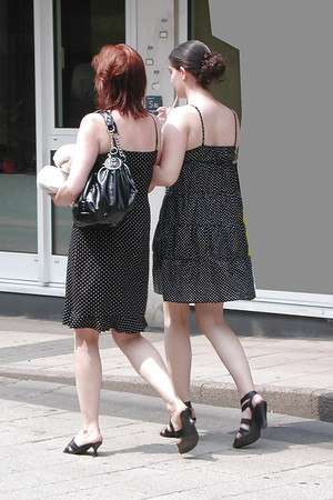 german mum and daughter's friend walk in dress and sexy shoes - 2010