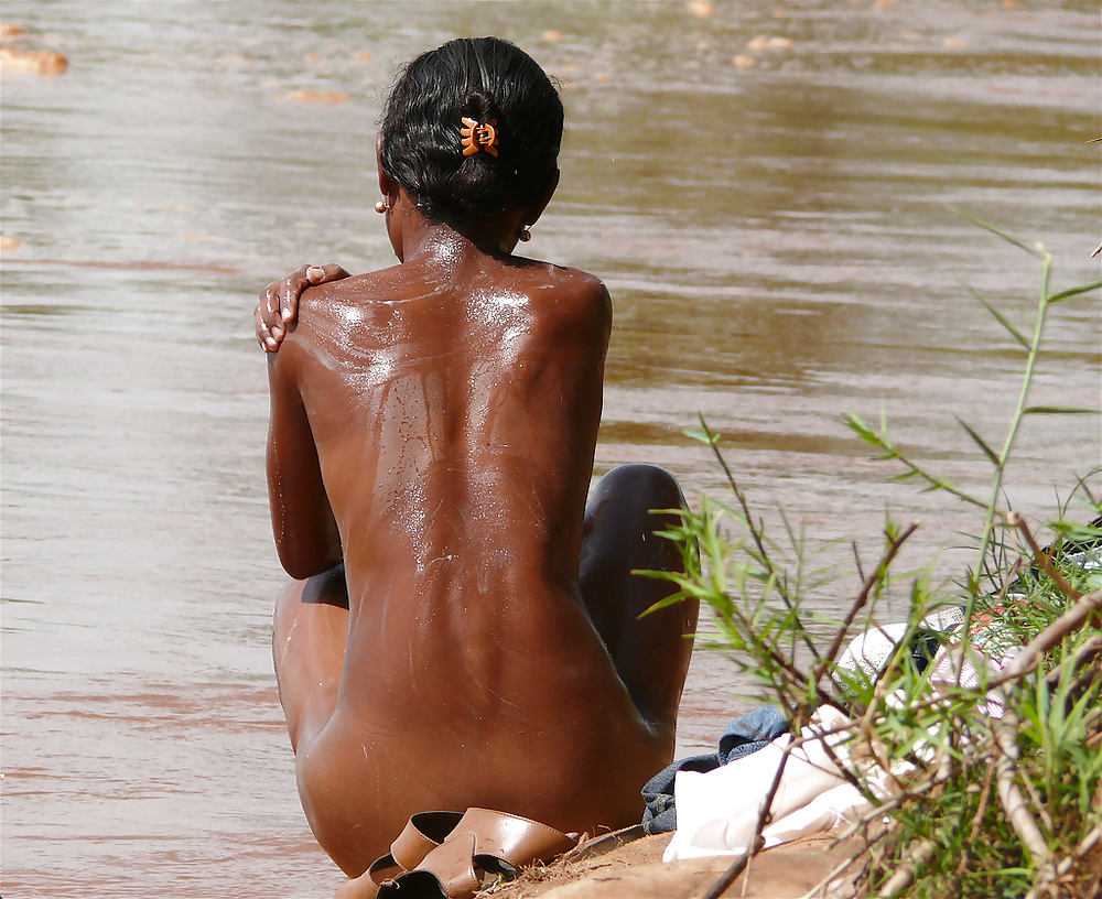 Indian Jungle Girl Bathing Nude