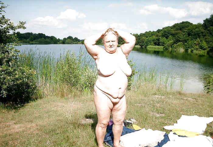 Older women naked outdoor. adult photos