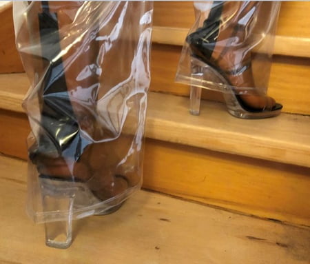 heels latex and clear pvc         
