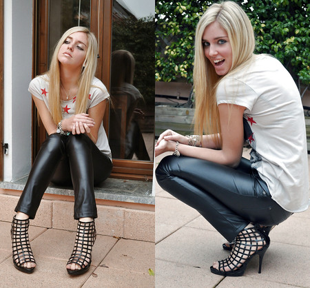 Girls in sexy leather pants
