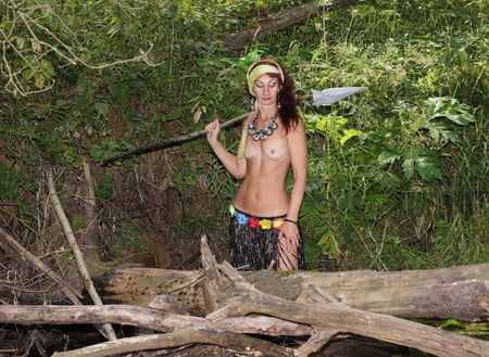 savage girl in river         