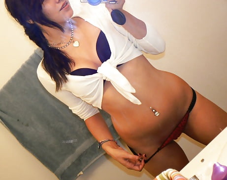 gorgeous teen takes naked selfies in mirror pigtails adult photos