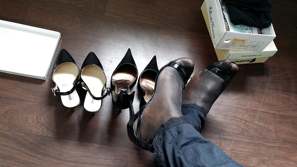 Black high heels sandals nylons adult photos