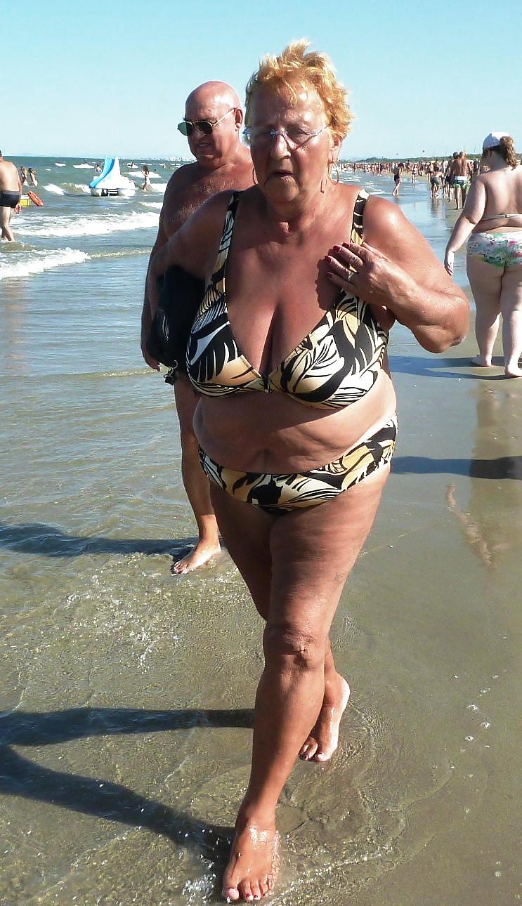 Grannies on beach adult photos