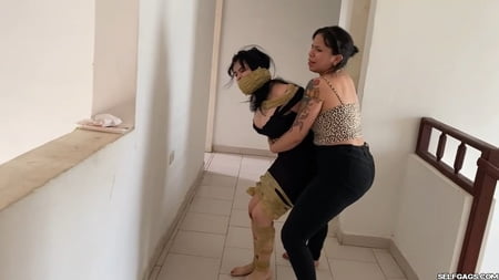 Slutty Stepsister Hogtied And Pantyhose Hooded - Selfgags