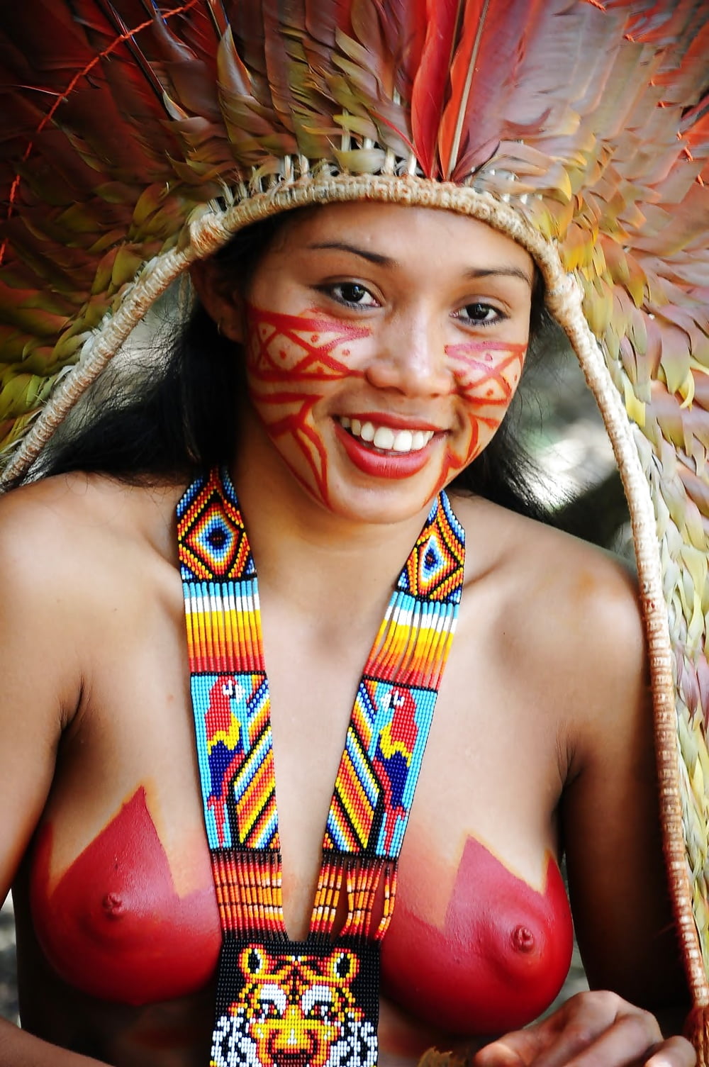 Indigenous Nude African American Woman With Drums Stock Photo