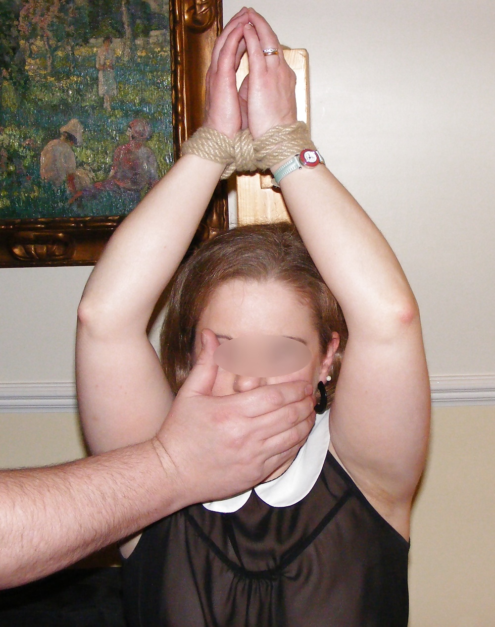 Bondage and caning at a fetish dinner party adult photos