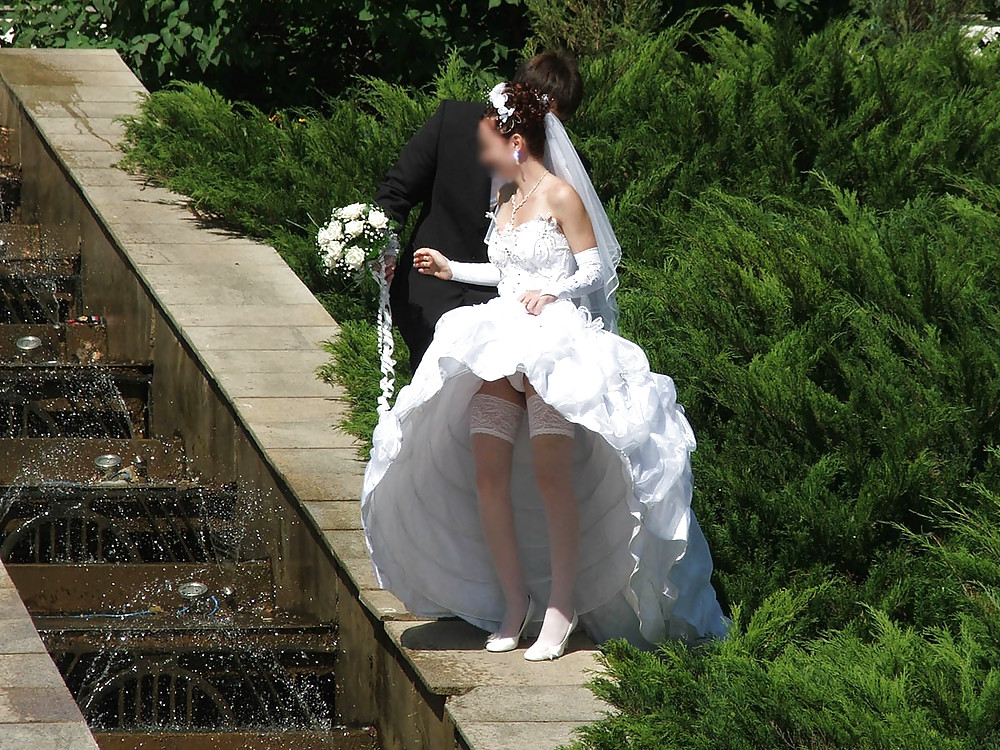 BRIDES wedding voyeur upskirt white panties and bra adult photos