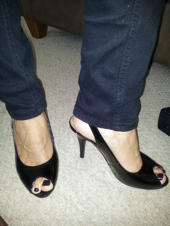 my sexy new peep toe shoes off my man