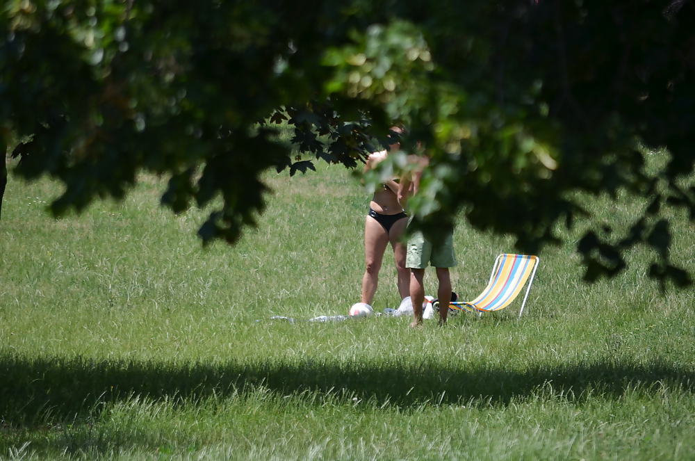 girl sunbathing in the park I adult photos