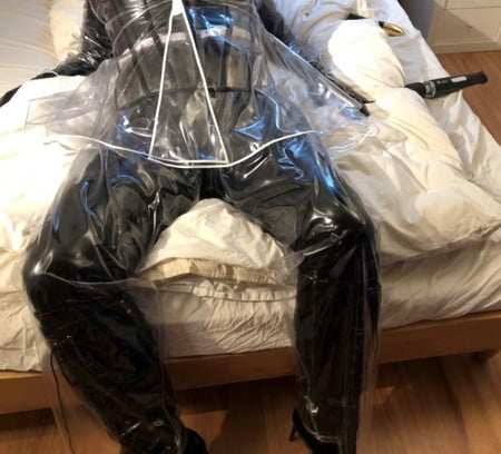 transparent pvc plastic fetish masturbation         