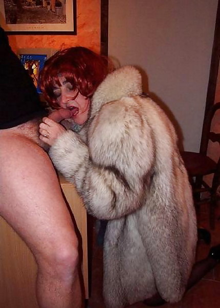 Mature whore in a fur coat