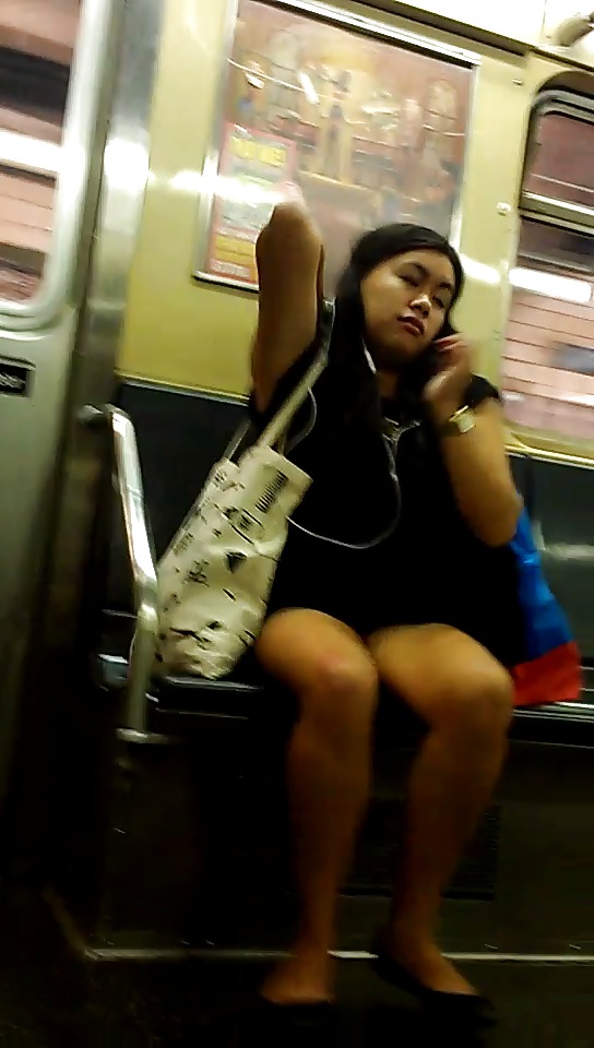 New York Subway Girls Asian Mini Skirt adult photos