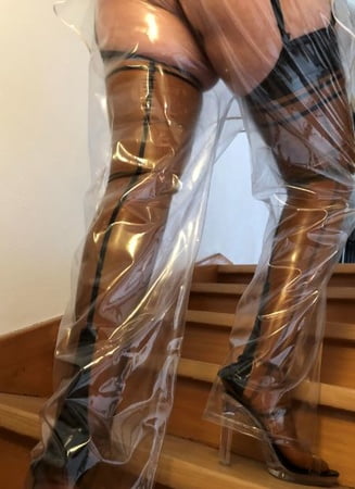 heels latex and clear pvc         