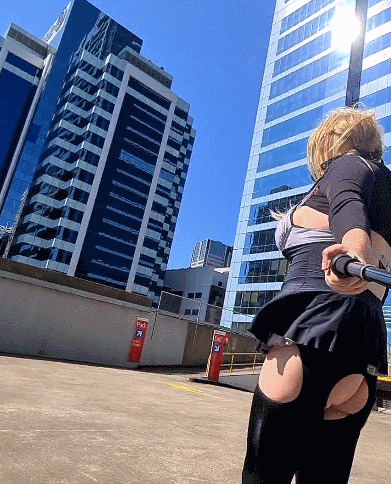 Sissy maid flashing in the city #22