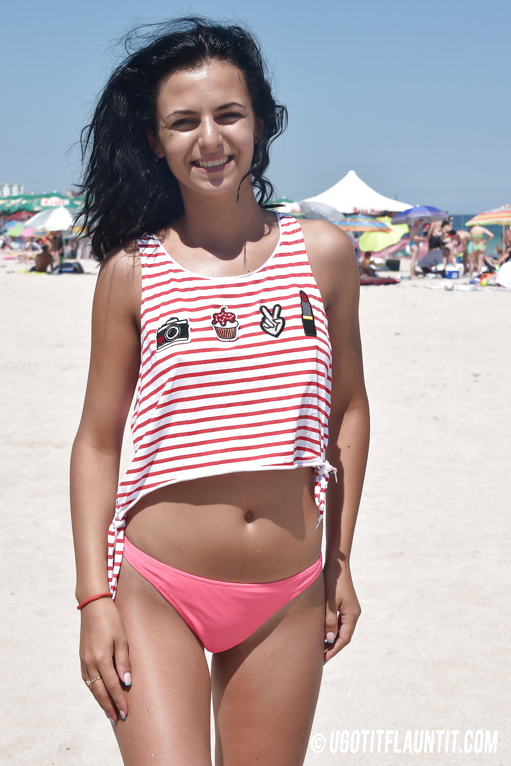 Romanian Topless at beach black hair girl adult photos