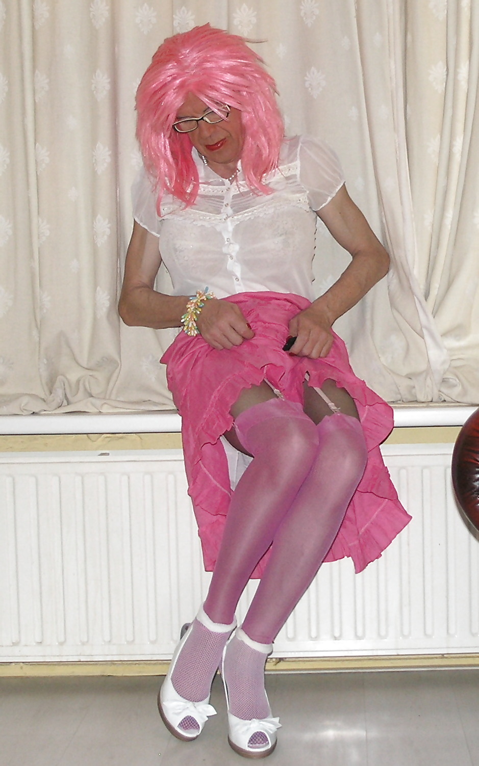 pink stockings over grey phose adult photos