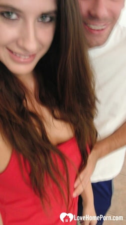 brunette cutie gets some cum over herself         