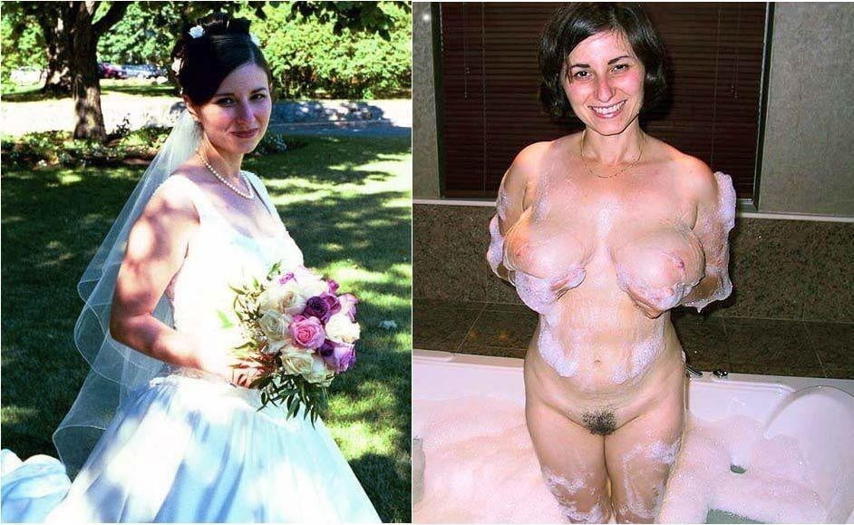 Hot wives on their wedding day dressed undressed - 51 Photos 
