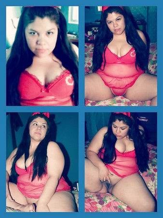 Cute BBW Adriana in red lingerie