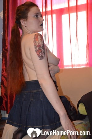 horny redhead wife teases in hot lingerie         